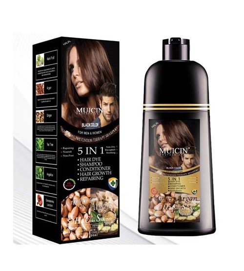 Muicin 5in1 Black Hair Color Shampoo Ginger & Argan Oil 200ml